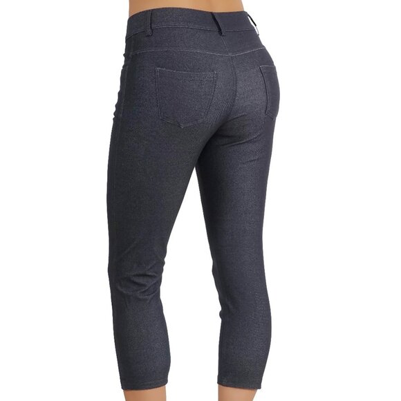 Jean Look Jeggings Tights Slim Fit Pull Up Pants - Picture 2 of 5